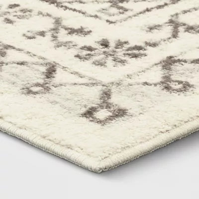 Washable Distressed Persian Accent Rug Cream - 4' x 5'6"