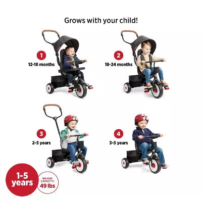 4-in-1 Stroll and Trike Riding Toy: Steel & Plastic