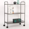 3 Shelf Wide Utility Storage Cart Gray: Steel Rolling Organizer with Wheels, Multipurpose