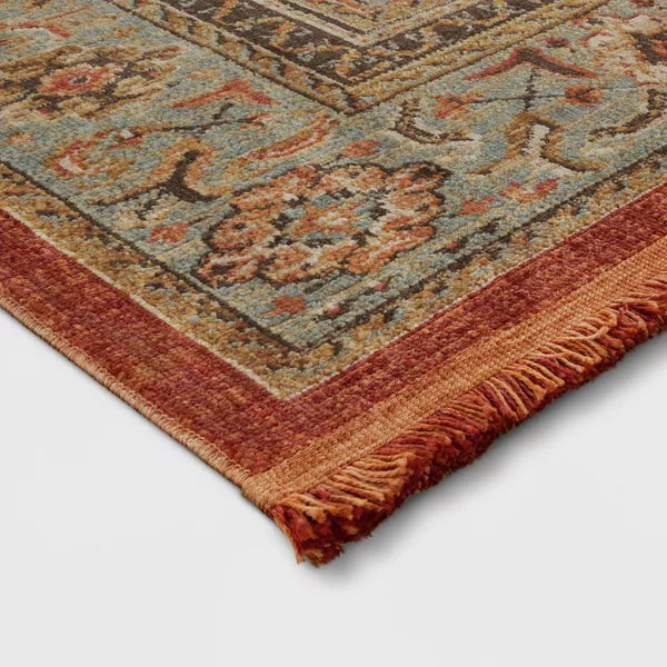 Floral Woven Rug Rust/Green 5'x7'