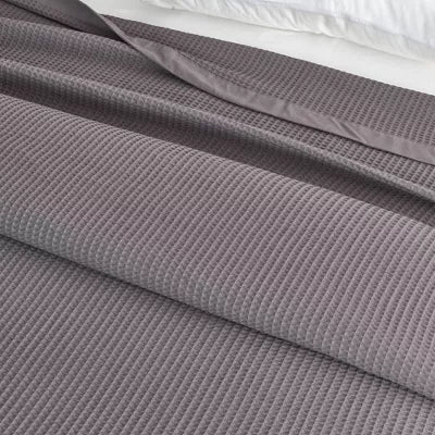 100% Cotton 300GSM Solid Waffle Blanket - Full/Queen