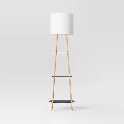 Shelf Floor Lamp Black/Natural
