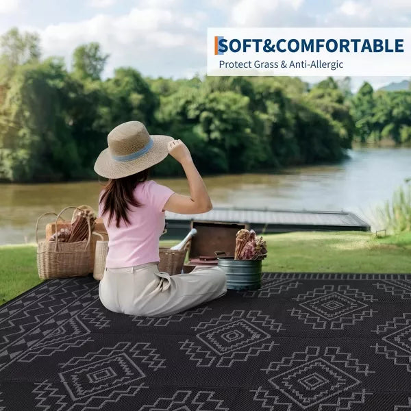 Large Outdoor Waterproof Plastic Straw Rug 9'x12'