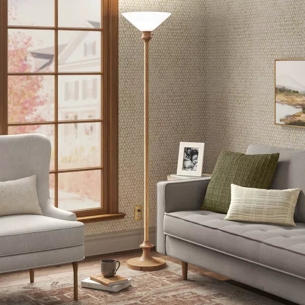 Torchiere Floor Lamp Natural Brown