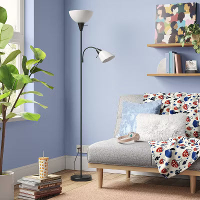 Torchiere with Task Light Floor Lamp