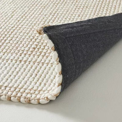Wide Border Stripe Handmade Woven Area Rug Tan/Cream - 5'x7'