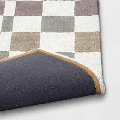 Checkered Woven Flatweave Area Rug White - 5'x7