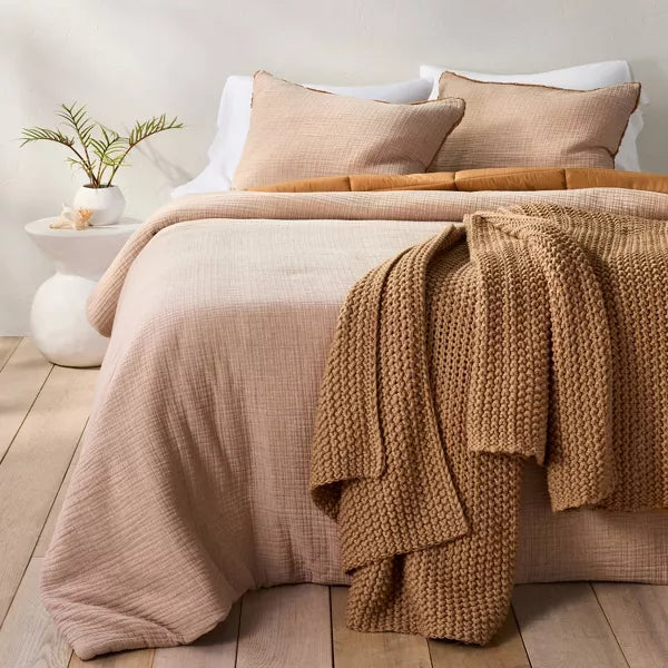 Chunky Knit Bed Blanket - Full/Queen