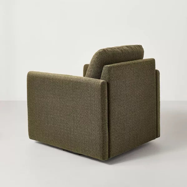 Boucle Upholstered Swivel Arm Chair