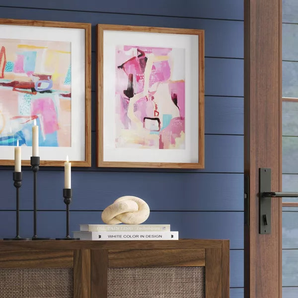 (Set of 2) Painterly Collage Framed Under Glass Wall Art Prints