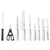 14pc Stainless Steel Knife Block Set: Kitchen Knife Set with Block, Serrated Blades, Hand Wash, Silver
