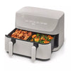Dual Basket Tri-Zone Air Fryer Gray: Cool Touch Handle, Includes Fry Basket & Crisping Tray