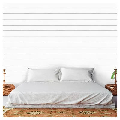 Textured Shiplap Peel & Stick Wallpaper White - Removable Vinyl, Wood Grain, Stain-Resistant, Washable