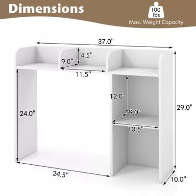 Desk Bookshelf Desktop Storage Organizer Display Shelf Rack Dorm Office White