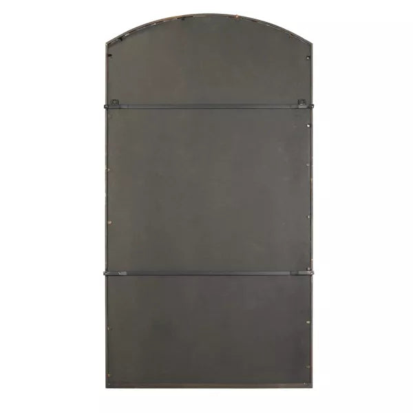 Window Pane Inspired Arched Framed Copper Wall Mirror with Arched Top