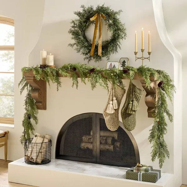 Faux Cedar Drapery Christmas Garland