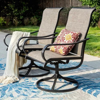 Single Steel Swivel Patio Padded Arm Chair