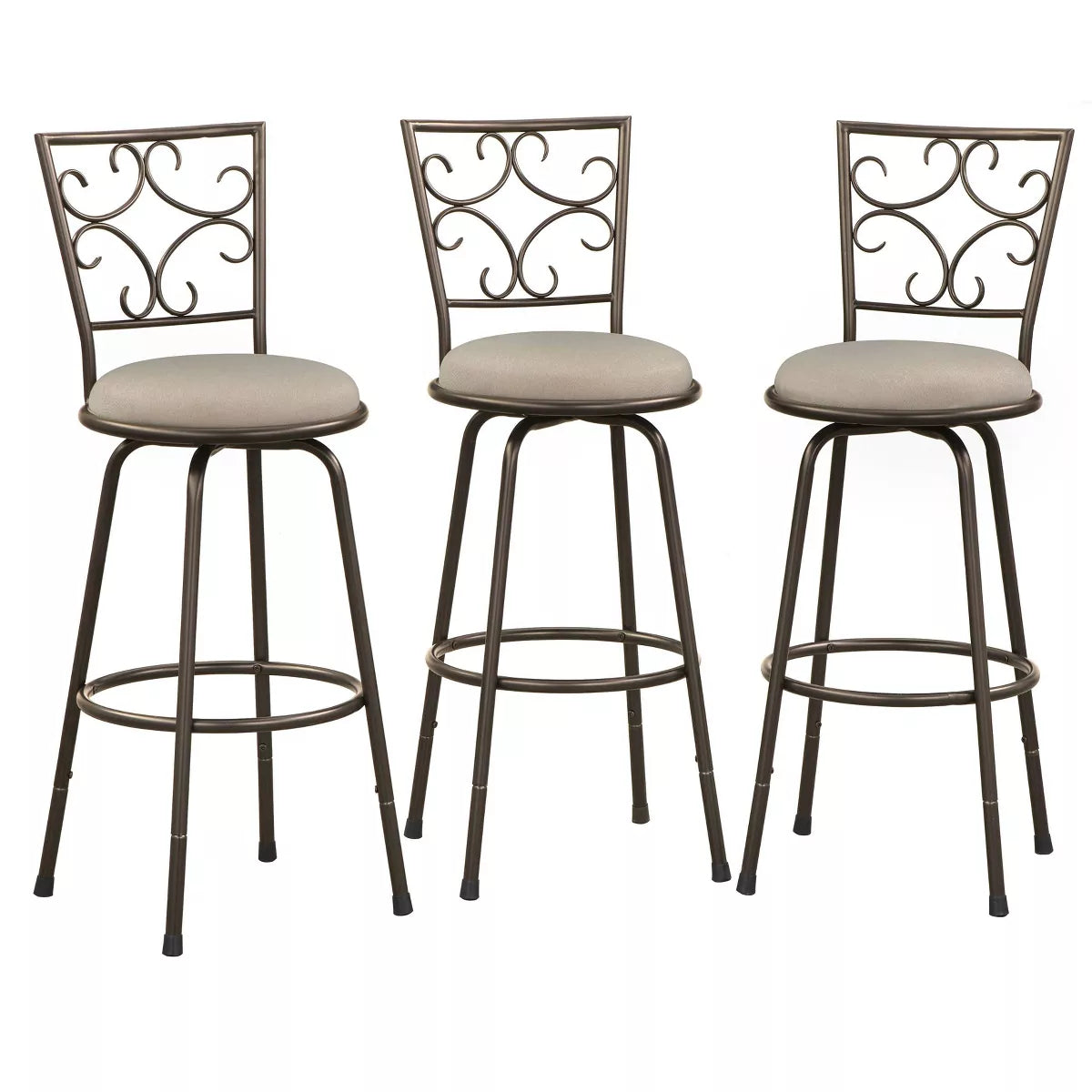 (Set of 2) Claremont Adjustable Height Swivel Barstools - Brown/Beige SHOWROOM ITEM