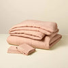 3pc Woven Textured Squares Comforter Bedding Set Blush King