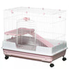 2-Level Small Animal Cage Rabbit Hutch with Wheels, Removable Tray, Platform and Ramp for Bunny, Chinchillas, Ferret