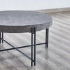 Morgan Round Cocktail Table Gray - Industrial Style, Faux Concrete, Iron Base