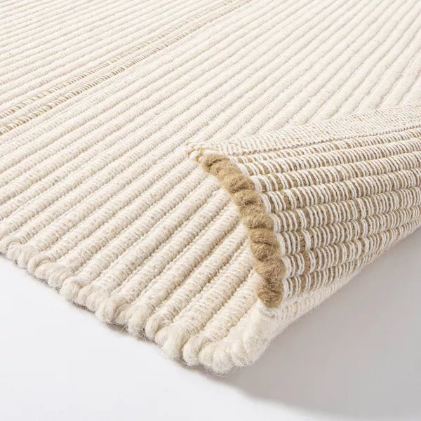 7'x10' Marina Striped Wool/Cotton Area Rug Cream