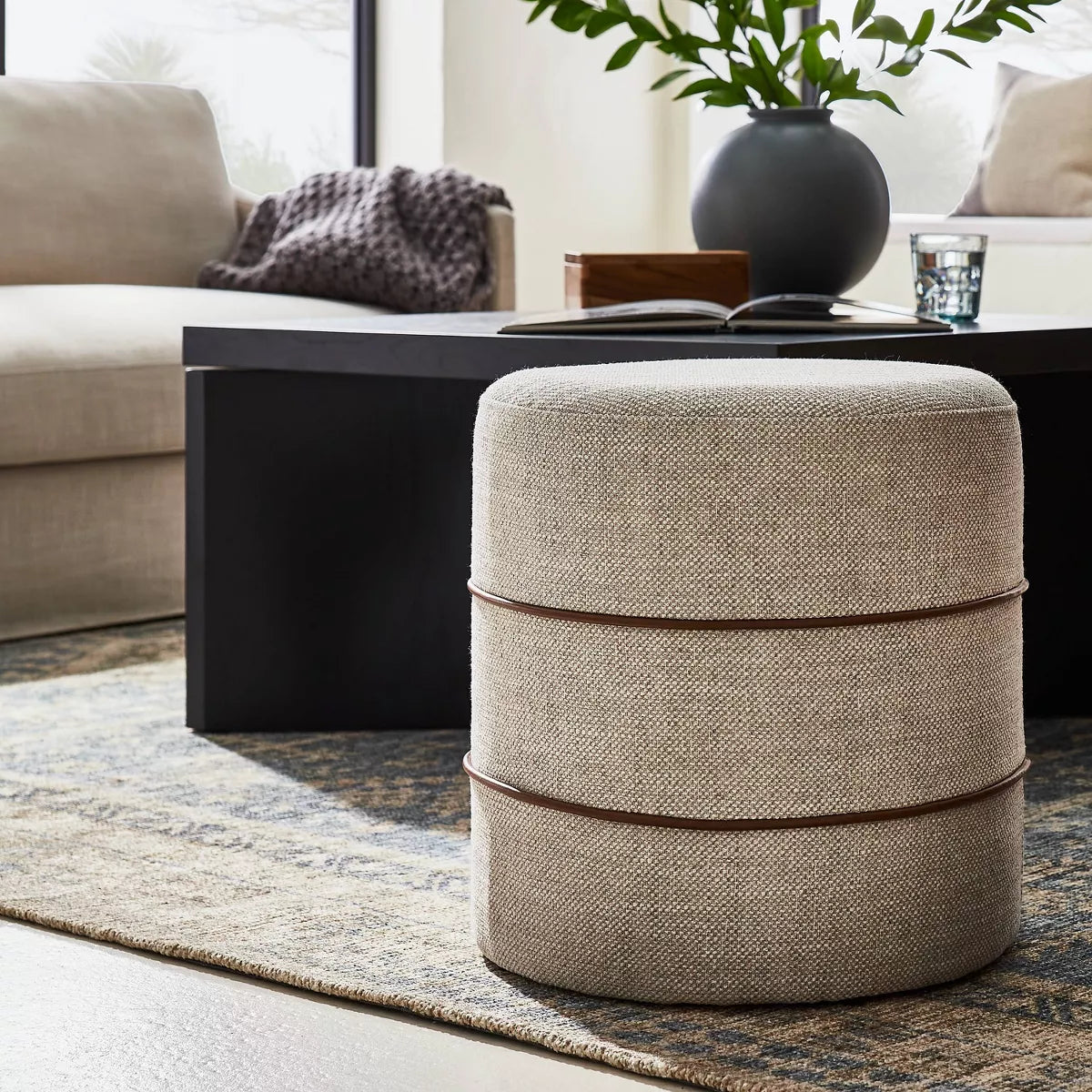 Catalina Round Ottoman - Threshold™ designed with Studio McGee - SHOWROOM ITEM