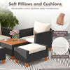 5 PCS Patio Furniture Set with Storage Table Ottomans Soft Pillows & Cushions