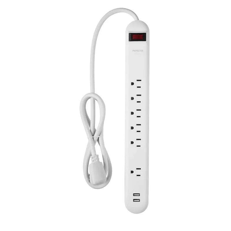 6 Outlet Extension Cord White