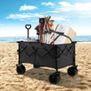 Collapsible Folding Outdoor Utility Wagon with Cover Bag Outdoor Camping Garden Cart with Telescoping Handle Black/Blue