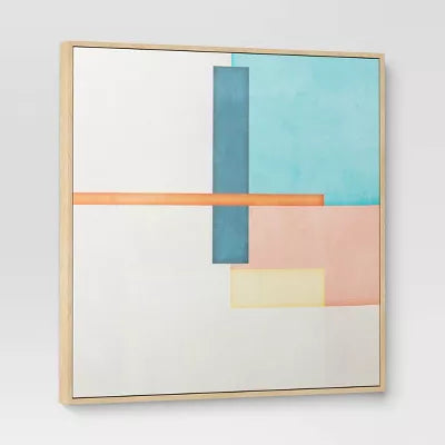 (Set of 2) Color Blocks Framed Wall Canvases