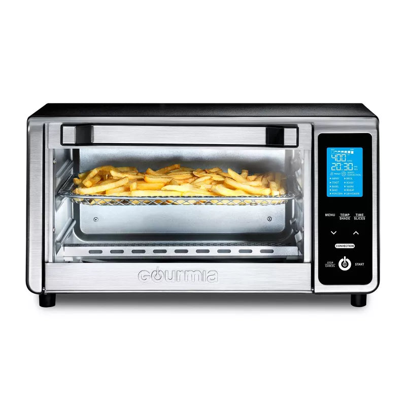 Digital 4-Slice Toaster Oven Air Fryer with 11 Cooking Functions Stainless Steel Gray: Dishwasher-Safe Parts