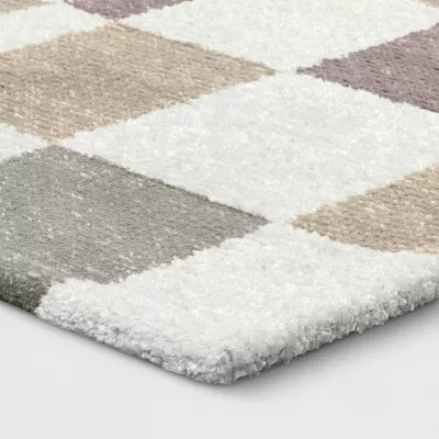 Checkered Woven Flatweave Area Rug White - 5'x7