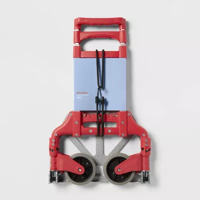 Folding Utility Cart - Aluminum Rolling Dolly with Wheels, Universal Storage, No Assembly Required, Red
