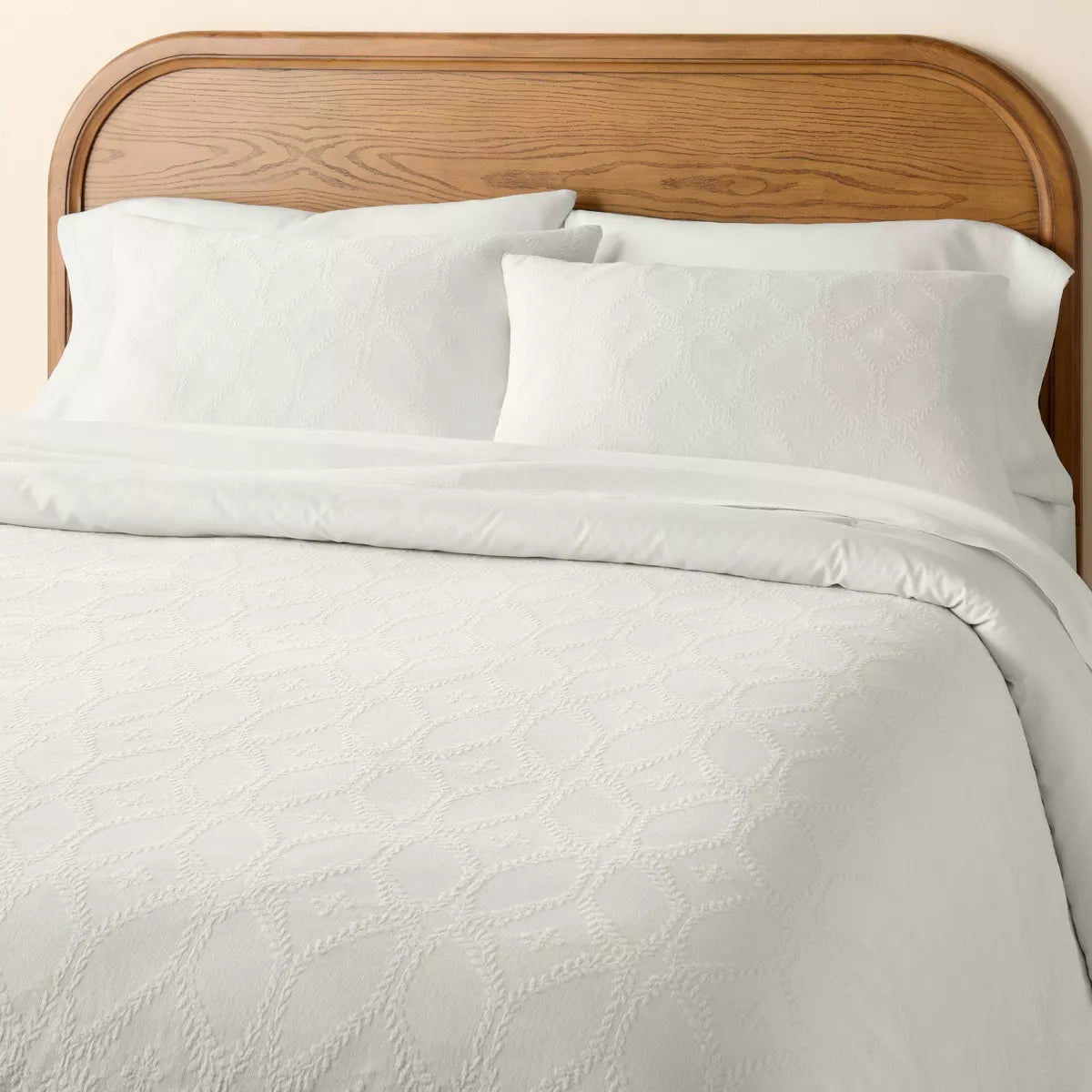 3pc Trellis Pattern Comforter Bedding Set Cream - Full/Queen