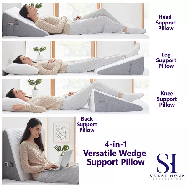 Bed Wedge Pillow with High Density Foam for Versatile Support