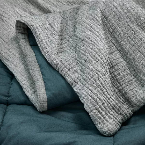 Textured Chambray Comforter & Sham Set - Full/Queen