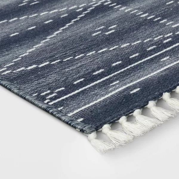 2'3"x3'9" Washable Woven Tapestry Accent Rug with Fringe Indigo