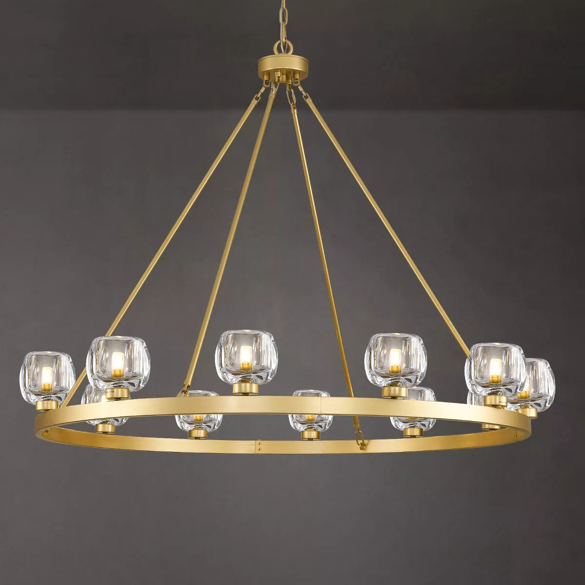 CityFurn 12-Light 48'' W Modern Large Wagon Wheel Chandelier with Clear Glass SHOWROOM ITEM