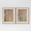 (Set of 2)Textured Fabric Framed Wall Art -  Burlap Material, Abstract Digital Art, Beige Polystyrene Frame