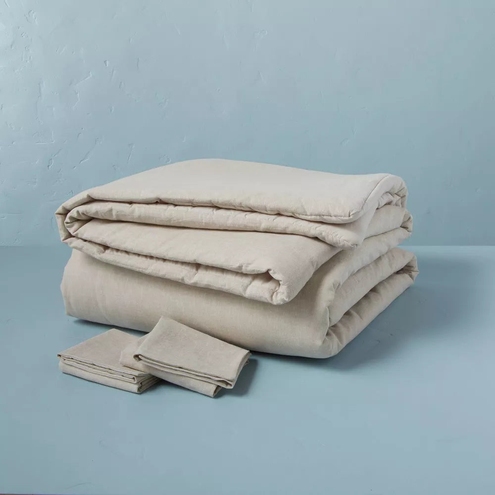 3pc Linen Blend Comforter Set - Full/Queen