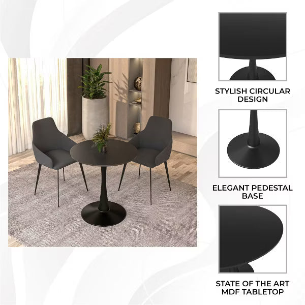 Bristol Round Dining Table Sturdy Steel Black Pedestal Base