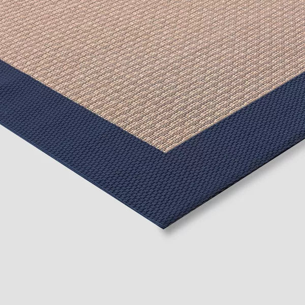 9'2"x12' Frame Outdoor Rug Navy - Weather-Resistant, UV-Protected Area Rug