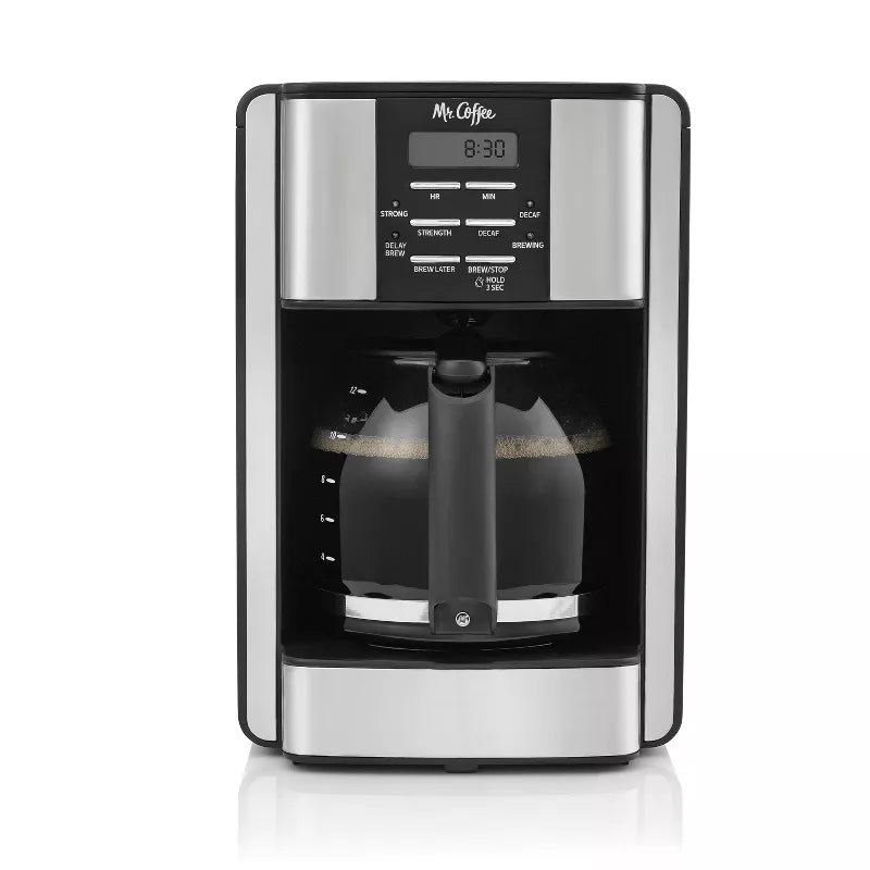 12-Cup Programable Coffee Maker Black/Stainless Steel: Drip, Automatic Shut-Off, Dishwasher-Safe Parts