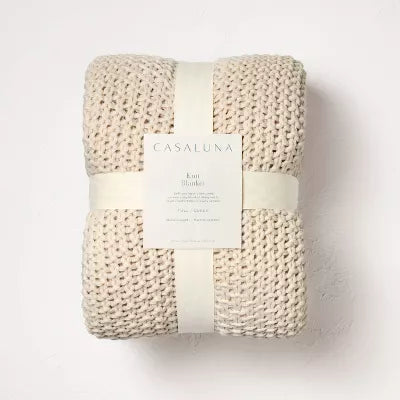 Chunky Knit Bed Blanket - Full/Queen