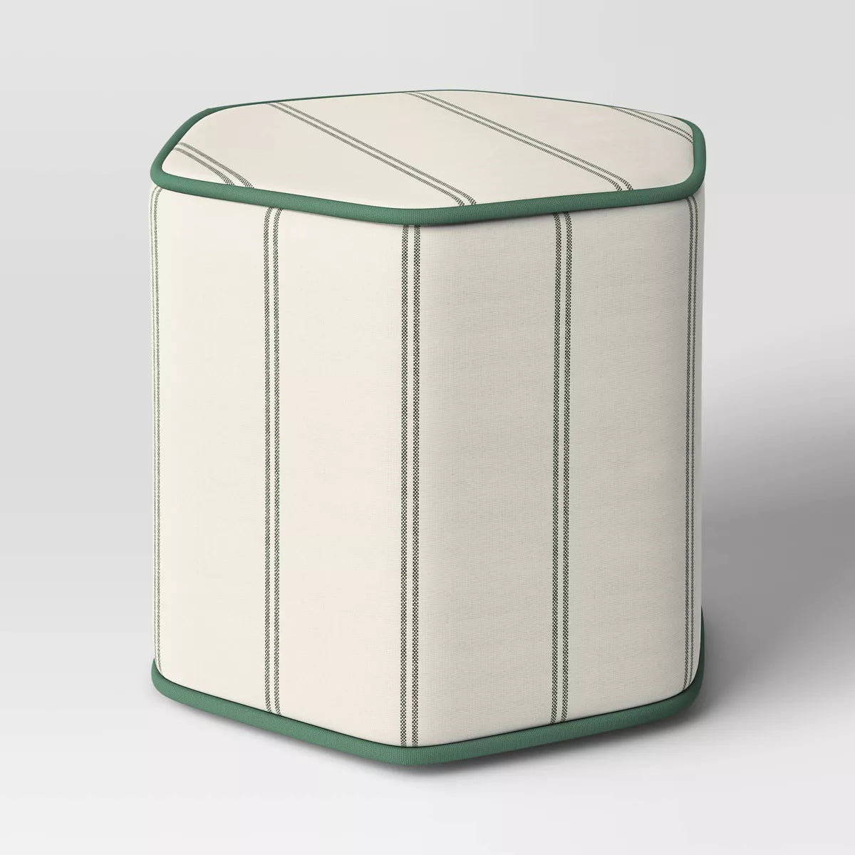 18"x16" Lydia Stripe Hexagon Outdoor Patio Poufs Green/Off-White - Threshold - SHOWROOM ITEM