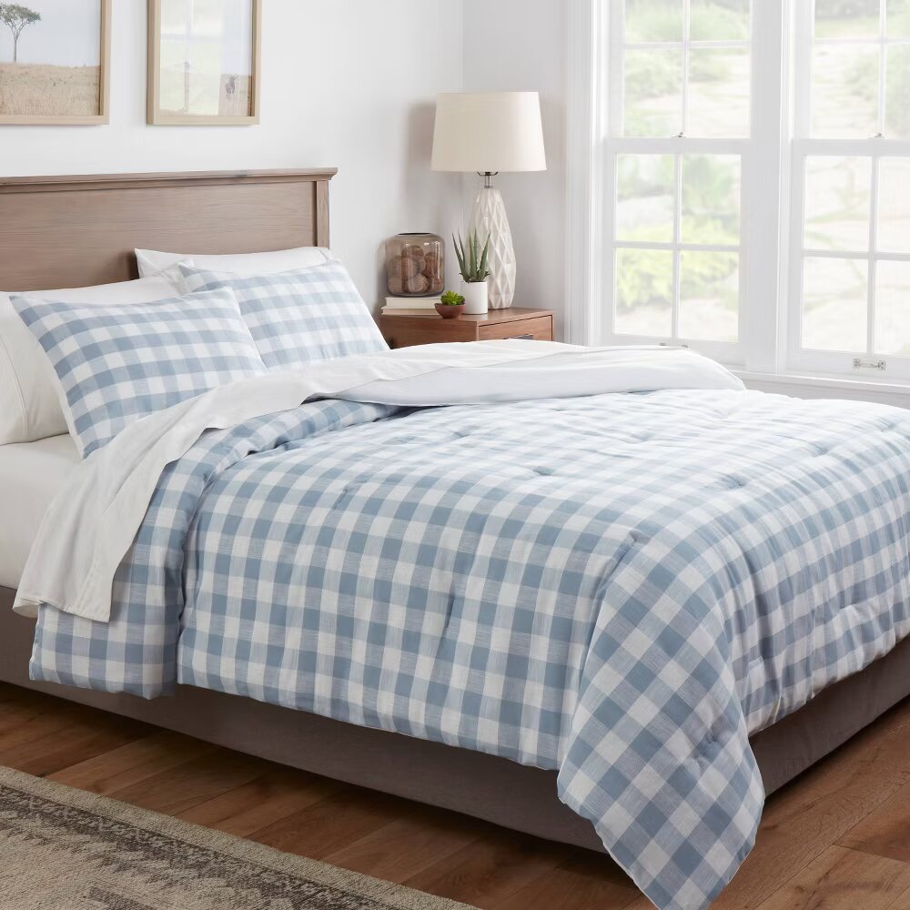 Yarn-Dyed Gingham Comforter & Sham Set - King Plus