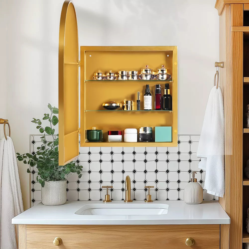 Recessed Framed Medicine Cabinet With LED Mirror