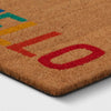 'Hello' Rainbow Coir Doormat Natural