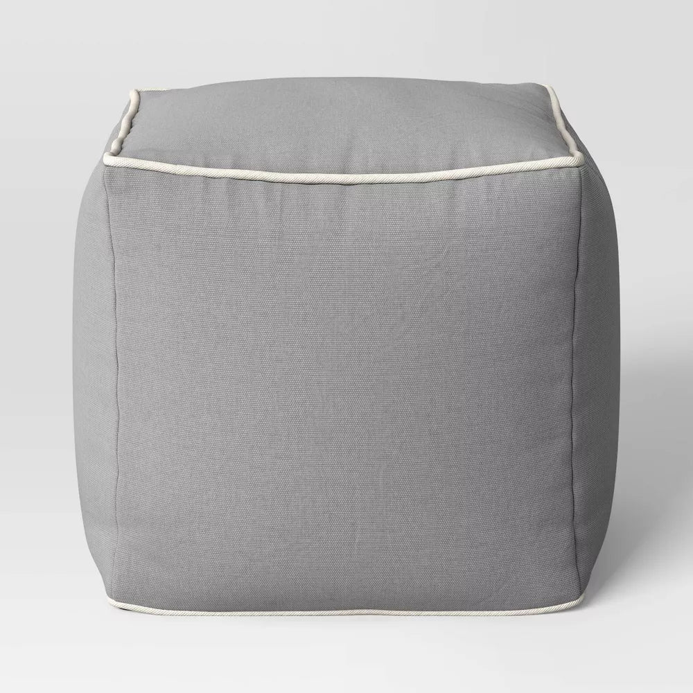 Color Block with Contrast Piping Pouf
